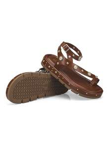 Loris Shoes Oficial Comfortable Flat Sandal With Spike Buckle 053-032 - 駝色 - 查看 5