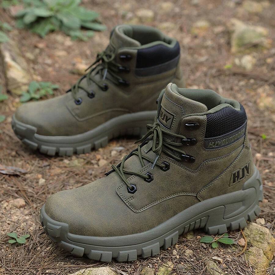 5.AA Men's Desert Jungle Hiking Boots, Zipper Tactical Boots, Lightweight Non-Slip High Top Boots For Mountaineering Hunting Exploration