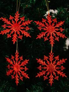 6件套圣诞节雪花装饰吊坠，五种颜色可选：红色、金色、灰色、粉色和白色。圣诞树吊坠，适用于圣诞装饰、圣诞树摆设、圣诞礼物、客厅、卧室、书房装饰以及节日送礼。 - 彩色 - 查看 8