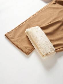 Winter Women's Plus Size Thermal Lined Straight Leg Sweatpants, Warm And Comfortable Casual Pants For Winter