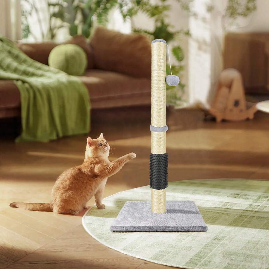 EFAN 80 CM Tall Pet Cat Scratching Board, Entertainment Toy For Cat, With Hemp Rope And Soft, Smooth Plush Covering, Vertical Scratching [Fully Extended], Modern And Stable Design, Specially Designed For Cats. - 80cm - View 1