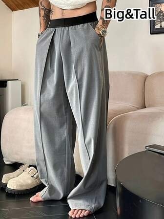 YINGHU Pantaloni sport casual, lejeri, cu talie elastică, în culori contrastante, pentru bărbați, mărime mare, potriviți pentru întâlniri și cadouri, toamnă/iarnă