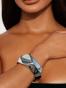 Joias europeias e americanas transfronteiriças - Conjunto de pulseiras assimétricas onduladas e lisas, únicas e versáteis