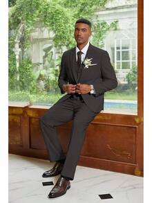 Men's 3 Piece Linen Suits Casual Lightweight Blazer Jackets Vest Pants Set For Wedding Business Promhalloween - Màu xám đen - Xem 9