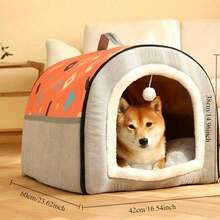 Casa cerrada para mascotas, cama cálida para perros, villa para gatos, nido para mascotas para perros y gatos en todas las estaciones