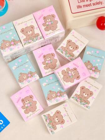 6/12/24/36/60/120pcs Pack Portable Mini White Bear Tissue Paper, Handkerchief, Travel Handkerchief, Cute Portable Tissue Paper