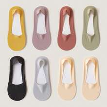 1/3/6/8 双女士多色船袜，超薄低帮隐形袜，防滑泡沫后跟垫，透气网眼，夏季 - 彩色 - 查看 25