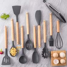 Kitchen Utensil Set, 33PCS Silicone Cooking Utensils Set With Wooden Handle, Non-Stick Cooking Spoons Utensil Sets, Silicone Kitchen Utensils Set, Heat Resistant Kitchen Tools, Heat Resistant Set