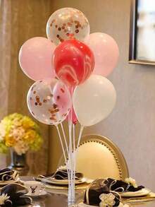 مجموعتان من حامل ديكور طاولة البالونات بطول 70 سم وب- 7 رؤوس، يمكن لصقه، مناسب لديكور الزفاف والطاولة والتخرج والمناسبات والأعياد (البالونات غير مشمولة)