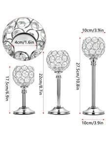 Set Of 3 Gold Crystal Bowl Candlestick Holders Metal Crystal Tealight Candelabras, Tall Crystal Votive Candlesticks Elegant Crystal Candle Stand For Dining Table Centerpiece Wedding Candle Decor,Room Decor,Gifts Birthday Graduation - Nhiều màu - Xem 9