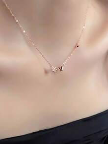 BALMORA 1pc Elegant And Exquisite S925 Sterling Silver Small Zirconia Smooth Face Double Butterflies Pendant Necklace For Women For Birthday Gift