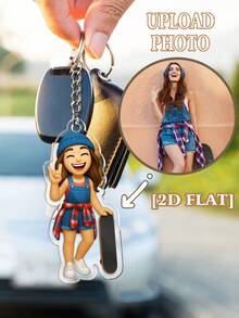 1pc Customized Cartoon Photo Keychain, Acrylic Photo Keychain, Personalized Photo Gift, Unique Gift For Boyfriend/Girlfriend, Husband/Wife, Dad/Mom, Valentine's Day, Birthday, Baby Anniversary, Father's Day, Mother's Day, Couple Gift, Personalized Keychain | Anniversary Gift | Gift For Him | Gift For Her | Christmas Gift | Customized Logo Keychain