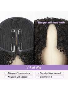 OQ Hair No Leave Out V Part With Elastic Drawstring Protective Style Afro Curly Glueless Wig 180% Density 14-16 Inch Bob Wig 18-30 Inch Long Wig Natural Black Top Quality Natural Looking Versatile Style Human Hair Wig Frontal Human Hair Real Human Hair Wigs Wear And Go Glueless Wig Human Hair Free Gifts Free Shipping Halloween Costumes Human Hair Wigs Halloween Travel Essentials Y2K Turn Up Baddie Holiday Vacation For Women - S1 - View 7