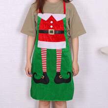 1 pièce Tablier décoratif thème Noël, fournitures de costume pour le jour de Noël, tablier de cuisine de Noël, fournitures pour fête à la maison, ambiance de Noël