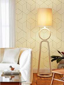 1 rouleau de papier peint adhésif or et beige, papier contact géométrique à rayures hexagonales, papier peint amovible et auto-adhésif, papier vinyle imperméable pour armoires, étagères, tiroirs, rénovation de chambre, stickers muraux, décoration murale, décoration d'intérieur