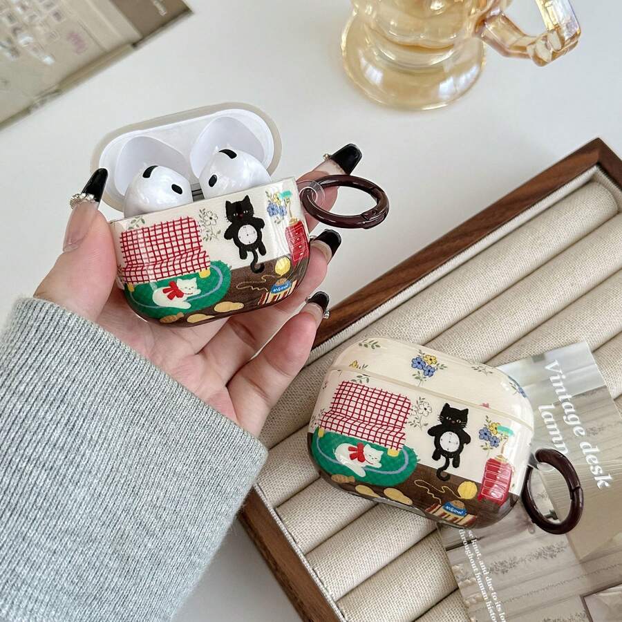 1 Miếng Dán Hình Mèo Hoa Nhỏ Phong Cách Cổ Điển Cao Cấp Phù Hợp Cho AirPods1/2 Vỏ Bảo Vệ AirPods4 Vỏ Tai Nghe Bằng Silicon Airpodspro Apple Không Dây Bluetooth Airpods3 Hộp Đựng Tai Nghe Thế Hệ Thứ Ba Mới