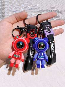 1pc Cartoon Lightning Bear Keychain Backpack Charm, Key Holder, Suitable As Small Gift For Christmas Holiday Party - Multicolor - View 8