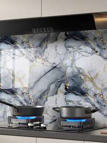 1卷金蓝色大理石接触纸厨房台面贴纸防水剥离粘贴台面光泽大理石壁纸用于厨房自粘台面乙烯基用于浴室桌子,贴纸,墙贴花,乙烯基贴花用于家庭装饰,春季装饰物品刷新您的家,节日装饰贴纸礼物生日毕业墙纸墙贴房间装饰墙装饰 - 藍 - 查看 13