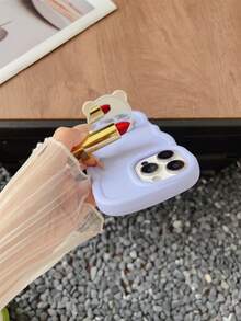 1pc Teddy Bear Holder With Phone Lanyard, Macaron Color Protective Phone Case Compatible With Samsung Galaxy S25, S24, S24 Plus/S24+, S24 Ultra, S20, S21, S22, S23, And Apple 16, 11/11 Pro/11 Pro Max, 12/12 Pro/12 Pro Max, 13/13 Pro/13 Pro Max, 14/14 Pro/14 Pro Max, 15/15 Pro/15 Pro Max, 16/16 Pro/16 Pro Max, Military Grade Shock Proof Silicone Phone Case - Purple - View 3