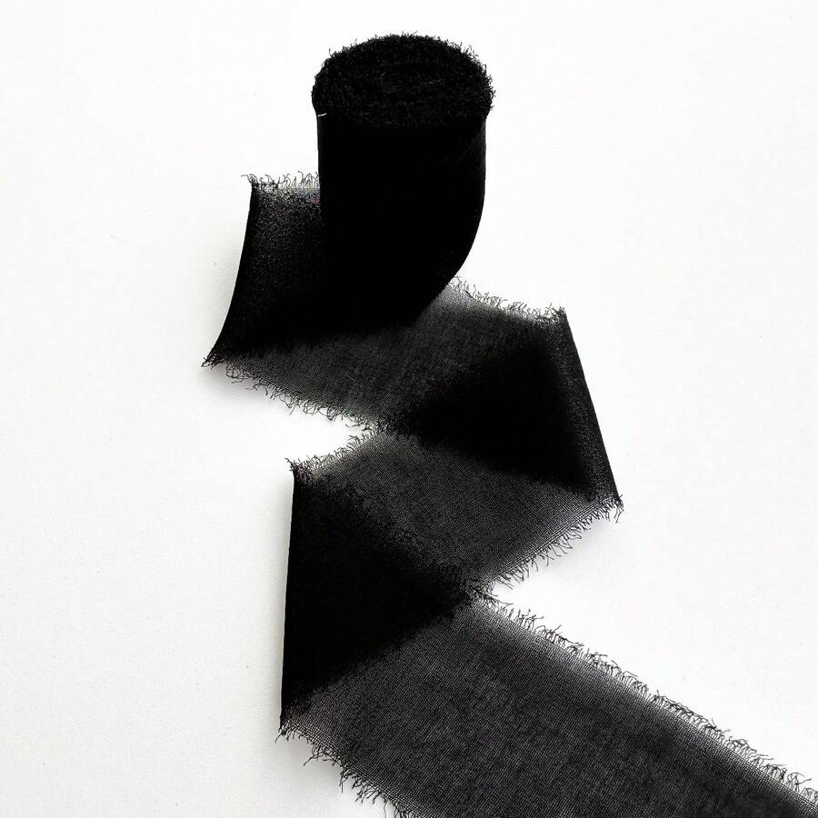 Rustic Ribbon, 2cm X 5m, For Decorating Wedding Favor Boxes And Invitations. - Black - View 1