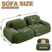 81.8"/117.3"/152.7" Modular Sectional Sofa, Corduroy Boneless Sofa With Deep Seat And Button Tufted Cushions, Comfy Cloud Sectional Loveseat Couches For Living Room Bedroom, No Assembly - 綠色 - 查看 2