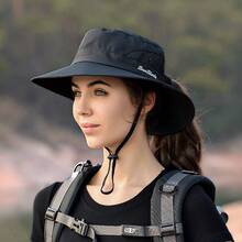 1 件女士刺绣马尾孔防晒渔夫帽，适合钓鱼、徒步旅行、登山 - 彩色 - 查看 22