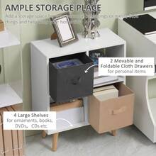 HOMCOM Freestanding 4 Cube Unit Cabinet Unit W 3 Fabric Drawers Handles Home Offi Storage Shees - White1 - View 4