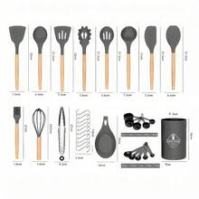 Kitchen Utensil Set, 33PCS Silicone Cooking Utensils Set With Wooden Handle, Non-Stick Cooking Spoons Utensil Sets, Silicone Kitchen Utensils Set, Heat Resistant Kitchen Tools, Heat Resistant Set
