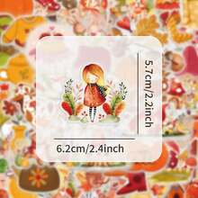 50 Watercolor Autumn Transparent Stickers, Cartoons Autumn Gadgets Mobile Phone Case Water Cup Hand Account PET Waterproof Stickers, Halloween, Back To School Label Processing Stickers