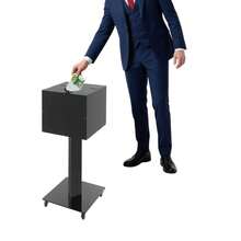 YIYIBYUS 35*35*35cm Suggestion Box With Lock And Key, Black Ballot Box, Floor Standing Donation Box With Wheels - Black - View 9