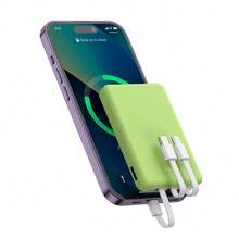 Mini cargador portátil para teléfono móvil de 5000 mAh, entrada tipo C, bloque USB C, salida de 4 USB, cable tipo C integrado, microcable, compatible con iOS y otras series. Compatible con la mayoría de productos electrónicos. - Verde - Ver 8
