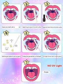 novani 115pcs Tooth Gem Kit, Fashionable DIY Teeth Jewelry With Shiny Crystals, Tooth Gems Decoration Starter Kit, Teeth Gems Kit(No Uv Light)