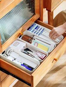 5 قطع/3 قطع/2 قطع/1 قطعة صناديق تخزين بلاستيكية، صناديق منظمة متعددة الأغراض للمستحضرات التجميلية والقرطاسية والمطبخ والخزانة والمكتب والحمام والألعاب، مصنوعة من بلاستيك صلب مع مقابض