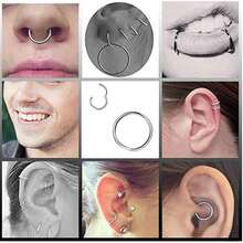 1 pièce Anneau de nez Septum 1,0 mm 1,2 mm Anneau pour Narine Septum Cartilage Hélix Daith Tragus Rook Conque Lèvre Lobe d'oreille Piercings Acier inoxydable chirurgical 316L Boucles d'oreilles charnières sans soudure, Diamètre 5 mm-16 mm