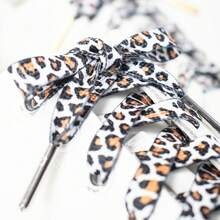1 Paar 8mm flache Leoparden-Muster + metallische Spitze bunte vielseitige Schnürsenkel