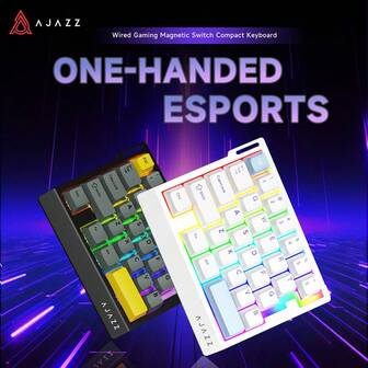 AJAZZ AK029 Wired Gaming Keypad New Gaming Gaming Axis Body Magnetic Switch 0.01mm Fast Response Zero Delay Operation HIFI-Level Silencer 29-Key One-Handed Gaming Keyboard Saves Space, Supports Multiple Systems, And Is Suitable For Gaming Players And Players