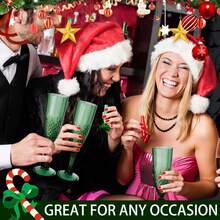 Plastic Champagne Flutes, Dark Green Plastic Wine Glasses Goblets Reusable Champagne Flute For Weddings, Bachelor Parties, Toasting, And Events - Giáng sinh xanh - Xem 2