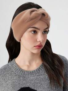 1pc Cute & Cozy Solid Color Plush Bow Headband, Suitable For Daily Life, Outings, Decorative Styling For Women Fall Hair Accessories Autumn Women Bandana Sport Sweatband Yoga Hair Wrap Workout Winter Hair Band For Vacation Outfits Woman Elegant Scarf Summer Outfits - Multicolor - View 2