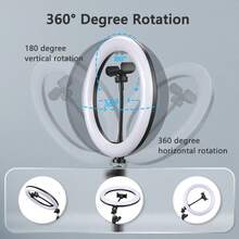 TOKQI 10-Inch Professional LED Ring Light Kit - Includes 55cm Adjustable Stand And Multifunctional Clip | USB Powered, Smart Fill Light, 3 Color Temperatures Adjustable, Suitable For Live Streaming/Makeup/Video Conferencing/Photography | Includes Phone Holder, Recommended Christmas Gift - Black - View 4