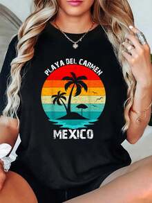 Camiseta vintage de vacaciones familiares en Playa del Carmen, México - Negro - Ver 1