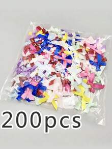 (200 piezas/50 piezas por bolsa) Lazos de cinta de 4 cm de colores surtidos, para envolver regalos y hacer pinzas/diademas para el cabello