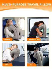 1 件飞机用充气旅行枕，睡眠用颈部气枕，旅行枕，便携式头部颈部休息充气枕，避免颈部和肩部疼痛，舒适的头颈腰部支撑枕，用于飞机、汽车、公共汽车和办公室