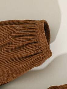 Baby Girls' Solid Color Corduroy Dress, Casual Minimalist Cute Style, Suitable For Daily Wear, Parties, Outings And Photo Shoots, Autumn/Winter