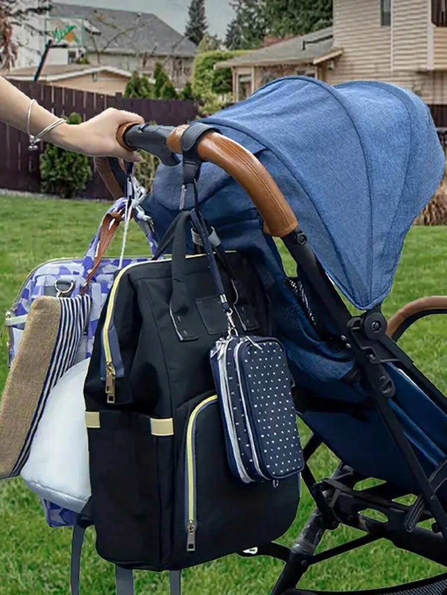 1PC PU Leather High Load Capacity Stroller Hook; Deluxe Universal Stroller Hook Accessories; Portable Carriage Bag Storage Stroller Clip, Premium Stroller Hook; High Load Universal Stroller Hook Accessories; Portable Stroller Bag Storage Stroller Hook, Faux Leather Stroller Hook, Multi-Functional And Durable Bag Rack, Convenient For Shopping And Traveling, The Perfect Gift For Parents. (Color Style Random)