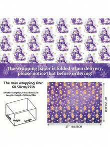 12PCS Purple Christmas Wrapping Paper - Snowman & Floral Design Festive Holiday Gift Wrap, Xmas Party Decorative Wrapping Sheets Christmas Christmas Decorations Christmas Pajamas Christmas Gifts Christmas Decor