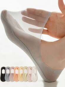 1/3/6/8 双女士多色船袜，超薄低帮隐形袜，防滑泡沫后跟垫，透气网眼，夏季 - 彩色 - 查看 11