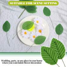 200 Pcs Artificial Leaves, 4.13x1.3 Artificial Green Leaves Faux Wired Single Wire Leaf Fake Leaf For Flower DIY Home Decorative Bouquet Wreaths Wedding