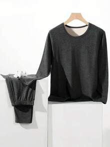 4pcs Men's Fashionable Thermal Underwear Set, Autumn/Winter Long Johns, Adult & Teenager Round Neck Underwear Set