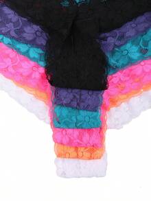 6 Pcs Elegant Lace Trim Panties Set, Comfortable Stylish Lingerie, Perfect For Romantic Nights & Special Occasions, Summer,Sexy Underwear - 彩色 - 查看 6