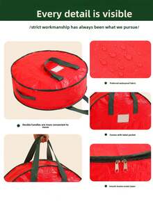 1pc Christmas Flower Wreath Storage, Holiday Decoration, Flower Wreath Accessories, Popular Zippers, Mobile Handles, Dust-Proof Storage Bags For Organizing